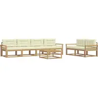vidaXL Buiten bank set 6 st Wit en crèmekleurig