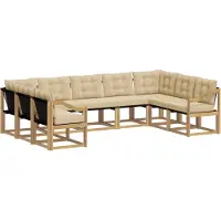 vidaXL Buiten bank set 9 st Wit en Beige