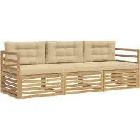vidaXL Buitenloungeset, 3-delig, wit en beige, polyester