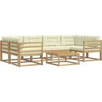 vidaXL Buiten bank set 5 st Wit en crèmekleurig