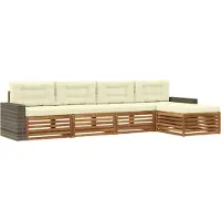 vidaXL Buiten bank set 5 st Natuurlijk en Crème Polyester