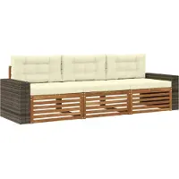 vidaXL Buiten bank set 3 st Natuurlijk en Crème Polyester