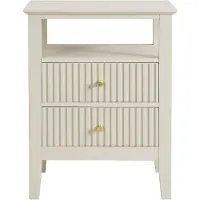 Vente-unique Nachtkastje 2 lades en 1 plank - MDF - Beige - NIRIVA