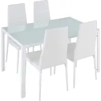 Glamour SEO Titel (NL): Luxe Moderne Eetkamerstoelen Set van 2 – Wit Kunstleer met Gewatteerde Zitting en Rugleuning, 97 x 42 x 97 cm