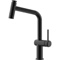 CECIPA MAX Uittrekbare Keukenkraan - Horizontaal Schuin 7-ontwerp - Hamer-vormige Kop - 2 Straalstanden - 40 cm Uittrekbereik - 304 RVS - Zwart