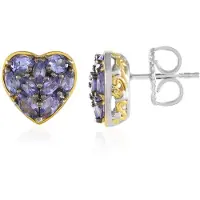 Cavill - 925 Sterling Zilver Oorbellen - Palladium Verguld - 1,602 Ct Tanzaniet - Marquise & Peervorm - Elegante Hartvormige Edelstenen