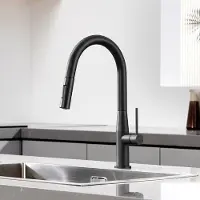 CECIPA MAX Keukenkraan met Uitrekbare Uitloop - Luchtinjectie Perlator - 40% Waterbesparing - Gebürstet - 2 Straalstanden - Auto-retour Kop - Zwart