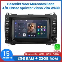 AWESAFE Autoradio - Geschikt Voor Mercedes Benz A/B Klasse Sprinter Viano Vito W639 - Draadloos Apple CarPlay & Android Auto - Android Systeem - Met Navigatie GPS Bluetooth WIFI - 7" Radio Scherm
