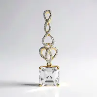 Cavill - 375 Geelgouden Hanger - 6,255 ct Danburiet Achthoek Asscher - 62 Zirkonen Pavé - Luxe Elegante Dameshanger Goud