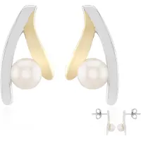 Cavill - Oorbellen 925 Sterling Zilver Gerhodineerd - Japanse Akoya Parels Rond 5,5 mm - Luxe Pareloorbellen Dames - Comfortabele Steeksluiting
