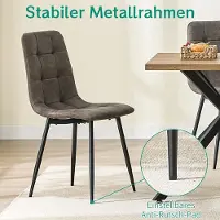 Glamour Modern Luxe Technische Stoffen Eetkamerstoelen Set van 2 met Rugleuning en Metalen Poten – 43 x 41,5 x 88 cm – Ergonomisch Comfort & Duurzaam Design
