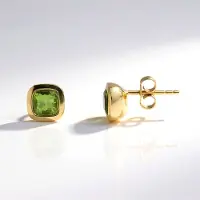 Cavill - 9-karaats Geelgouden Oorbellen met 0,9 ct Groene Toermalijn - Antiek Kussen Slijpsel - Elegant & Duurzaam - Stijlvolle Oorbellen Cadeau
