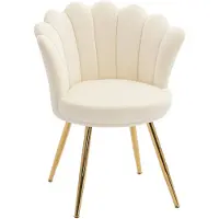 HOMCOM - Accentstoel - Fluweel 100% polyester - 67x64x77cm - Beige