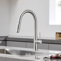 CECIPA MAX Keukenkraan met Uitrekbare Uitloop - Luchtinjectie Perlator - 40% Waterbesparing - Gebürstet - 2 Straalstanden - Auto-retour Kop - Gebürstet