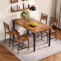Glamour Rustieke Industriële Eetkamerstoelen Set van 2 – Houten Zitting & Metalen Frame, Ergonomische Keukenstoelen 136 kg Draagvermogen, 48 x 38 x 86,5 cm
