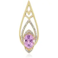 Cavill - 9 Karaats Geelgouden Hanger - Patroke Kunziet 2,55 ct Ovaal met 0,14 ct Diamanten - Luxe Roze Edelsteen - Afghaanse Ovale Hanger
