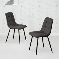 Glamour Modern Luxe Eetkamerstoel Set van 2 Grijs – Comfortabele Design Stoelen met Metalen Poten en Extra Dikke Zitting 46x54x89 cm