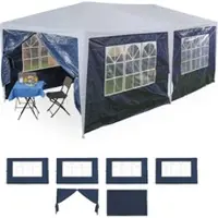 Relaxdays zijwanden partytent - set van 6 - 2x3 m - waterdicht - ramen en deur - PE - losse zeilen