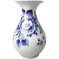 Heinen Delfts Blauw Vaas Bloem Blauw D 15 H 23 Cm