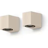 Calex Wandlamp Downlight Sanremo – GU10 – IP54 Water- en Stofbestendig – Geschikt voor Binnen en Buiten – Rechthoek – Zand – 2-Pack