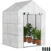 Outsunny - Foliekas - PE-Kunststof - 143L x 143B x 195H cm - Wit