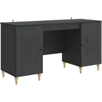 vidaXL Bureau met plank Zwart 142,5 x 50 x 75 cm Bewerkt hout