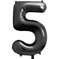 Party Deco Folieballon Cijfer 5 (86 cm) - Zwart