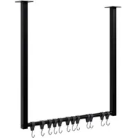 CLP Fenton Kledingstang - kledingstandaard - kledingroede - garderobestang - kleding stang - voor plafondmontage - met 12 haken - zwart