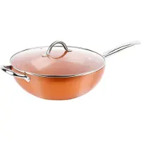 Swiss Pro+ Geperst Aluminium Wok Met Deksel 28CM Koper