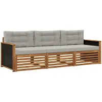 vidaXL Buiten bank set 3 st Naturel en lichtgrijs Polyester
