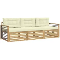 vidaXL Buiten bank set 3 st Wit en crèmekleurig Polyester
