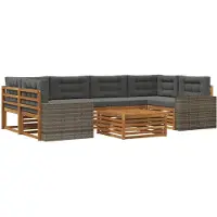 vidaXL Buiten bank set 7 st Natuurlijk en Antraciet Polyester