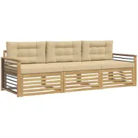 vidaXL Buiten bank set 3 st Wit en Beige Polyester