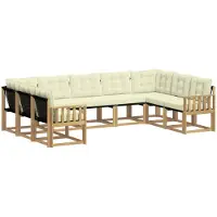 vidaXL Buiten bank set 9 st Wit en crèmekleurig
