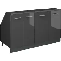 Vicco Keukenkast voor schuine wand R-Line Antraciet Hoogglans 140 cm Set van 2 kastrompen 60 cm diepte, Model 60251
