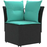 vidaXL Meubelsets 7 st Zwart en Turkoois PE Riet