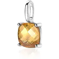 Zinzi zilveren hanger vierkant geel ZIH2073G (zonder collier)