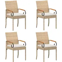 vidaXL Tuinstoelen 4 pcs Beige en Crème Wit Poly Rattan en Acacia