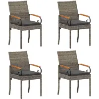 vidaXL Tuinstoelen 4 pcs Grijs en Donkergrijs Poly Rattan en Acacia