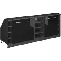 Vicco R-Line Keukenkast voor schuine wand – 210 cm Set van 5 kastrompen 60 cm diepte Zwart hoogglans