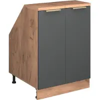 Vicco R-Line Keukenkast voor schuine wand – 60 cm met 2 deuren, kastromp 60 cm diepte Antraciet-goud