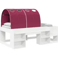 vidaXL Bedframe met Tunnel met plank 3 st Wit en Rood Bewerkt hout