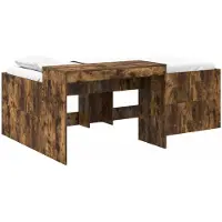 vidaXL Kinderhoogslaper met bureau Gerookt eiken 90 x 200 cm