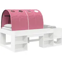 vidaXL Bed met Tunnel met plank 3 st Wit en Roze Bewerkt hout