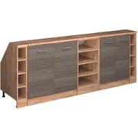 Vicco R-Line Keukenkast voor schuine wand – 210 cm Set van 5 kastrompen 60 cm diepte Edel grijs