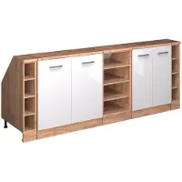 Vicco R-Line Keukenkast voor schuine wand – 210 cm Set van 5 kastrompen 60 cm diepte Wit Hoogglans