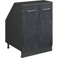 Vicco R-Line Keukenkast voor schuine wand – 60 cm met 2 deuren, kastromp 60 cm diepte Zwart beton
