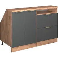 Vicco R-Line Keukenkast voor schuine wand – 120 cm Set van 2 kastrompen 60 cm diepte Antraciet-goud