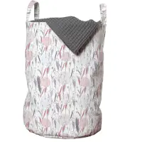 Abakuhaus bloemenwaszak, Soft Tone Industries Botany, wasmand met handvatten en trekkoord voor wasserettes, pastelroze en lichtgrijs