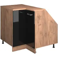 Vicco R-Line Hoekkeukenkast voor schuine wand – 75.6 cm met 1 deur, kastromp 60 cm diepte Zwart hoogglans